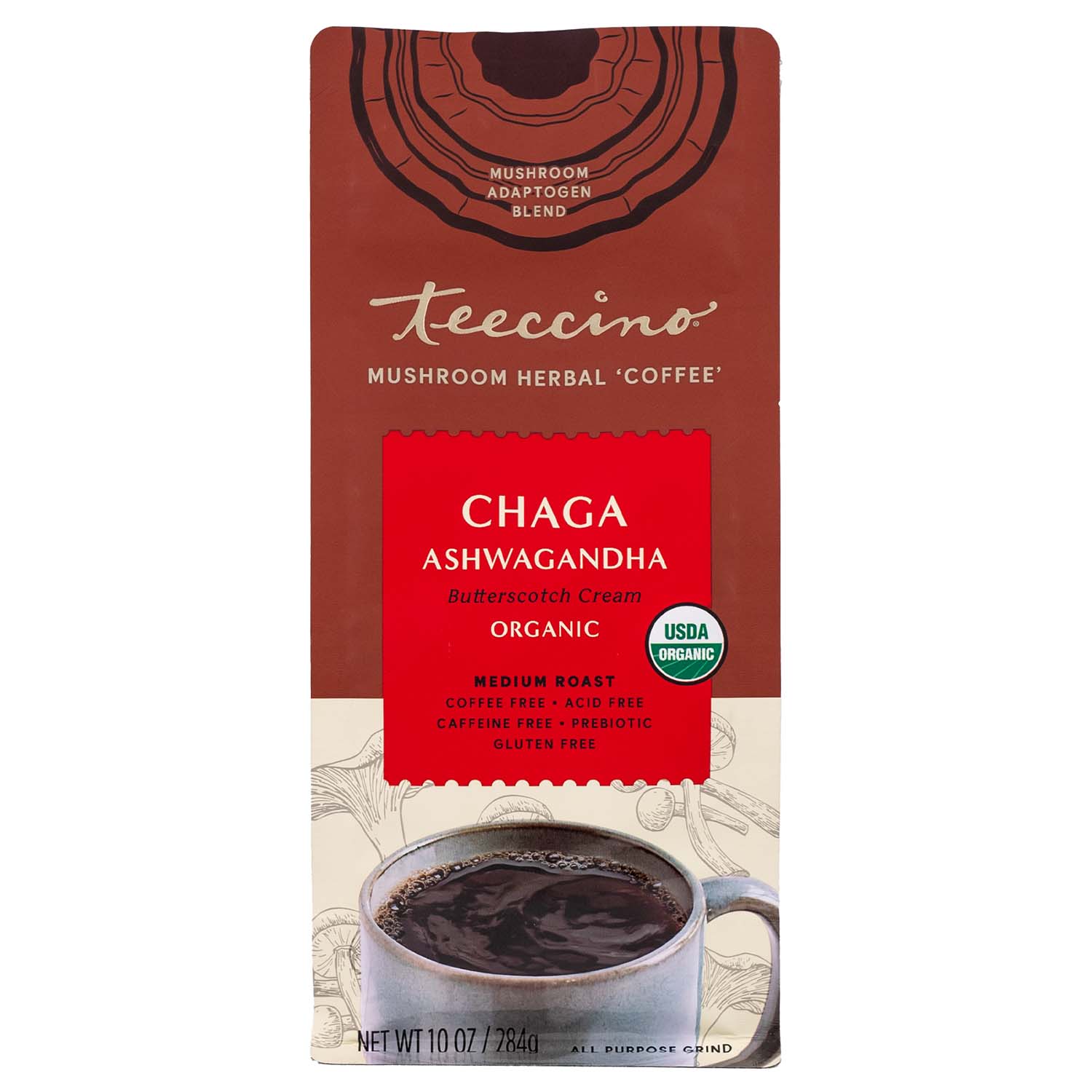 Chaga Ashwagandha Butterscotch Cream Mushroom Herbal Coffee